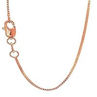 14K REAL Yellow or White or Rose/Pink SOLID Gold .45mm Thick Shiny Classic Box Chain Necklace for Pendants and Charms with Lobster Clasp (18