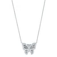 925 Sterling Silver Diamond Butterfly Angel Wings Necklace Jewelry for Women