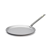 de Buyer MINERAL B Carbon Steel Crepe & Tortilla Pan - 9.5” - Ideal for Making & Reheating Crepes, Tortillas & Pancakes - Naturally Nonstick - Made in France