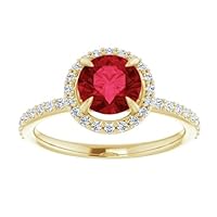 2.5 CT Halo Ruby Diamond Ring 14k Gold, Dainty Red Ruby Rings, Edwardian Ruby Engagement Ring, July Birthstone Ring, 15th Anniversary Ring For Her