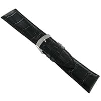 26mm Morellato Black Alligator Grain Padded Genuine Leather Mens Watch Band 3395