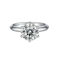 Solitaire Engagement Ring For Women Solid 14K White Gold/925 Sterling Silver Round Cut 1.50 CT Moissanite - Perfect for Her