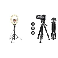 12’’ Ring Light with 62’’ Tripod Stand Bundle with 67” Camera Tripod with Travel Bag, Light Ring for Video Recording＆Live Streaming(YouTube, TIK Tok), Compatible with Phones, Cameras and Webcams