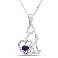 Penguin Heart Pendant Necklace 1.50Ct Created Purple Amethyst 14K White Gold Plated 925 Sterling Silver