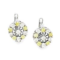 925 Sterling Silver Rhod. Plated November Yellow CZ Flower Leverback Earrings Measures 13x9mm Jewelry for Women