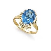 14ct Yellow Gold Blue Topaz Ring Size N 1/2 Jewelry for Women
