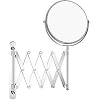 Double-Sided Magnifying Makeup Mirror, 7 Inch Diameter 1X/5X Wall Mounted Extension Adjustable Circle Rotating Function Vanity Makeup Mirror for Bedroom Bathroom Hotel, Chrome