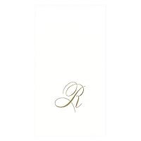 Caspari White Pearl Paper Linen Guest Towels, Monogram Initial Abstract, Pack of 24
