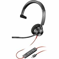 Poly Blackwire 3310-M Microsoft Teams Certified USB-C Headset - Mono - USB Type C, Mini-phone (3.5mm) - Wired - 32 Ohm - 20 Hz - 20 kHz - On-ear - Monaural - Ear-cup - 7.10 ft Cable - Omni-directional