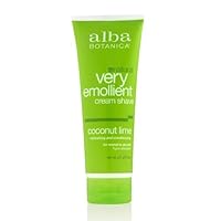 Alba Botanica Coconut Lime Very Emollient Cream Shave, 8 Ounce Bottles (Pack of 4)