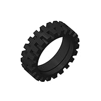 Gobricks GDS-1161 Tire 23mm D. x 7mm Offset Tread Compatible with Lego 61254 All Major Brick Brands Toys,Building Blocks,Parts and Pieces (20 PCS,26 Black(080))