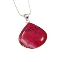 Handmade 925 Sterling Silver Genuine Triangle Pink Agate Gemstone Pendant Necklace Jewelry