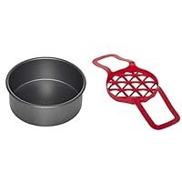 Instant Pot 5252048 Official Bakeware Sling, Compatible with 6-quart and 8-quart cookers, Red and Official Round Cake Pan, 7-Inch, Gray