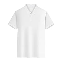 Summer Men's Casual Pure Color Short Sleeve Lapel Polo Shirt Sport Casual Loose Polo Shirt