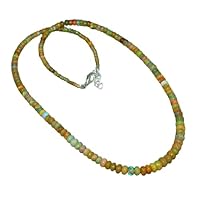 Handmade 925 Sterling Silver Genuine Ethiopian Fire Opal Beaded Strand Necklace Jewelry