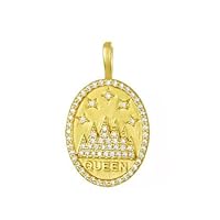 Qween 925 Sterling Silver Gold Vermil Diamond Charm Pendant,Beautiful Qween Silver Diamond Charm Pendant,Handmade Pendant Jewelry