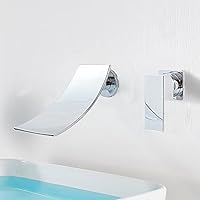 Faucets,Kitchen Faucetd/Matte Black Waterfall Basin Faucet Wall Mounted for Bathroom Faucets Bath Basin Sink Tap Bathtub Hot and Cold Water Mixer/Chrome B