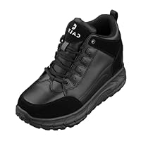 CALTO Men's Invisible Height Increasing Elevator Shoes - Lace-up High-Top Hiking Style Sneaker Boots - 4 Inches Taller