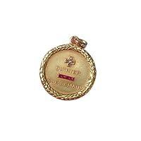2ct Round cut Lab Created Moissanite Antique Que Demain Pendant 14K Yellow Gold Plated Silver, Medium, NKPJ_0193