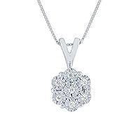0.10 CT Round Cut Created Diamond Flower Pendant Necklace 14k White Gold Over