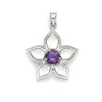 925 Sterling Silver Amethyst Flower Pendant Necklace Jewelry for Women