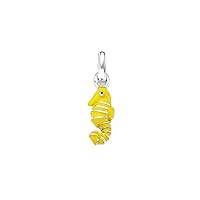 JewelryWeb 925 Sterling Silver Dangle Polished for boys or girls Yellow Enameled Seahorse Pendant Necklace Measures 20x5.75mm Wide