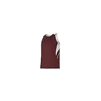 Alleson Athletic Men's Adult Loose Fit Track Tank, Maroon/White, Large