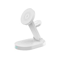 G-TELWARE® 4-in-1 Foldable Wireless Charging, QI Induction Charging for iPhone/iWatch/Airpod/Android (4-in-1, Snow White)