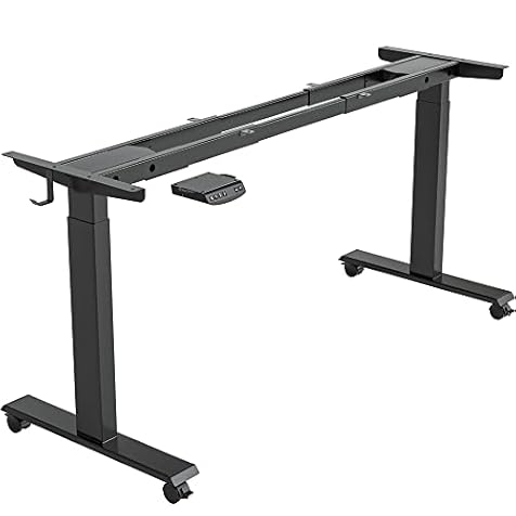 FEZIBO Dual Motor Height Adjustable Standing Desk Frame, Adjustable Desk Legs for 43 Inches to 59 Inches Desk Tops, Home Office Sit Stand Desk Base, Black (Frame Only)