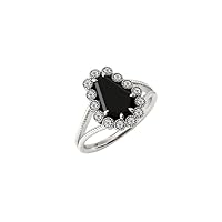 14K Vintage Black Onyx Engagement Ring Art 2.5 CT Deco Coffin Shaped Antique Wedding Bridal Ring Hexagon Cut Gold Unique Promise Anniversary Ring