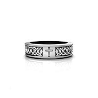 Celtic Cross Wedding Ring | Sterling Silver 925 With Oxidize | Band For Women & Girls | Beautiful Design Ring The Everyday Accessory.