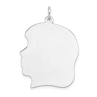 925 Sterling Silver Rhodium Plate Eng. Girl Polished Front Satin Back Disc Charm Pendant Necklace Measures 32.75x23.8mm Wide 0.7mm Thick Jewelry for Women