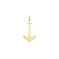 14k Yellow Gold 0.01 Dwt Diamond Nautical Ship Mariner Anchor Shaped Pendant Necklace Jewelry for Women