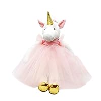GRANDFINE Luxury Ballerina Unicorn Girl Stuffed Dolls with Golden Horn, Handmade Princess Pony Plush Soft Toys in Removable Dress, Fashion Cloth Doll, Birthday Gift for Girl, Home Accessories 34cm
