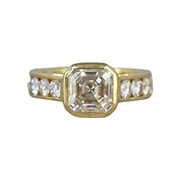 3.50Ct Asscher Cut Lab Created Moissanite Engagement Ring 925 Sterling Silver