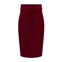 Women Winter Wool Pencil Skirt Cotton Waist High Waist Zipper Casual Party Knee-Length Cashmere Skirt