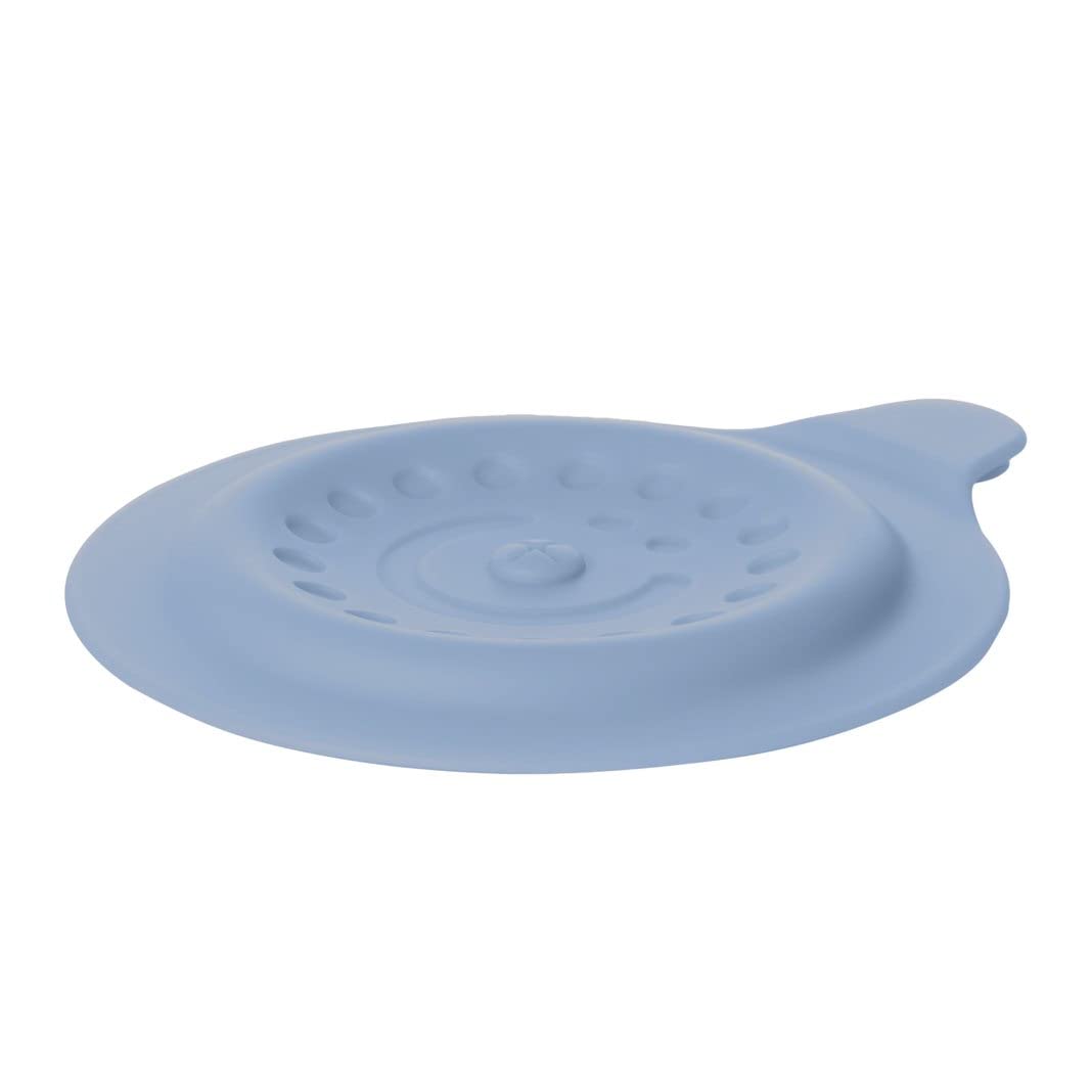 Ubbi Bathtub Drain Cover, Silicone Drain Stopper with Suction, Baby Bath Time Accessory, Cloudy Blue