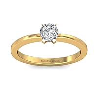 5 MM Natural Solitaire Round Diamond Engagement Ring gold
