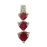 Carillon Ruby Gf Natural Gemstone Heart Shape Pendant 925 Sterling Silver Party Jewelry | Yellow Gold Plated