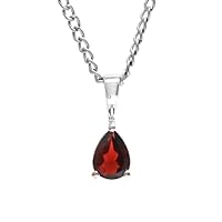 925 Sterling Silver Natural Red Garnet Pear Shape Gemstone Designer Pendant With Chain 925 Stamp Jewelry | Gifts For Women And Girls