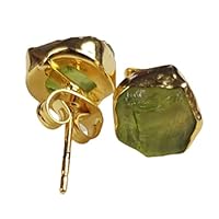 Green peridot studs, raw peridot earrings, august birthstone studs, raw crystal earrings, natural peridot earrings, green stone studs, gift BY CHARMSANDSPELLS