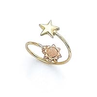 14k Two Tone Gold Star Sun Toe Ring Jewelry for Women