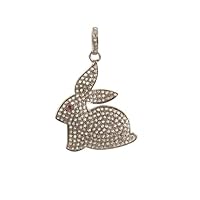 Beautiful Bunny Diamond Ruby 925 Sterling Silver Charm pendant,Designer Bunny Diamond Silver Charm Pendant,Handmade Pendant Jewelry,Gift
