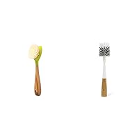 Full Circle Dish Brush & Bottle Brush Bundle - Bamboo Handle Scrubbers for Dishes, Pots, Pans, Water Bottles, Mugs, and Narrow Neck Bottles