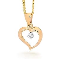 0.02 CT Round Cut Created Diamond Solitaire Heart Pendant Necklace 14K Yellow Gold Over