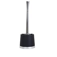 Toilet Brush with Holder Toilet Brush and Holder,Plastic Toilet Brush Cleaning Brush Household Bathroom Stainless Steel Handle Toilet Cleaning Set (Black)