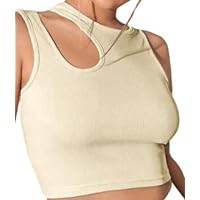 Women's Sleeveless Sweater Knitted Hollow Asymmetric Cropped Vest.
