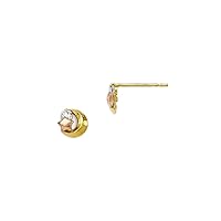 14ct Madi K Yellow and Rose Gold Polished CZ Cubic Zirconia Simulated Diamond Celestial Moon And Star Post Earrings Measures 6x6mm Wide Jewelry for Women