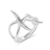 Sterling Silver Mother and Child Starfish Ring Sizes 5 to 9