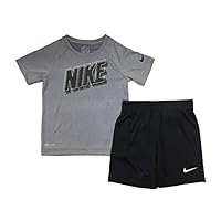 Nike Boy`s Dri-Fit T-Shirt & Shorts 2 Piece Set (Anthracite(86E908-693)/Black, 5, Numeric_5)